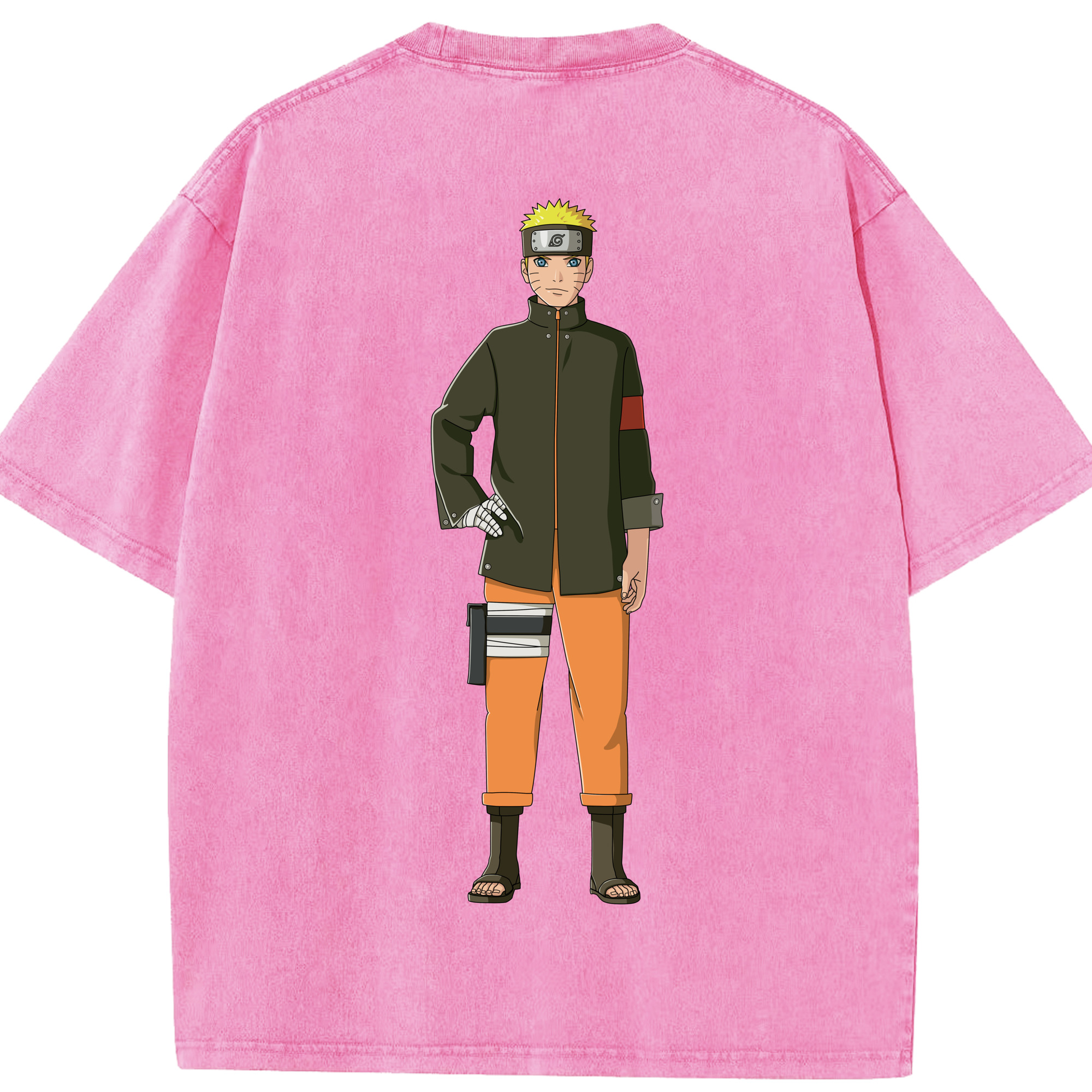 （画像用） NARUTO -ナルト- うずまき ナルト Uzumaki Naruto 綿100% ヴィンテージ風 半袖Tシャツ（背面プリント）